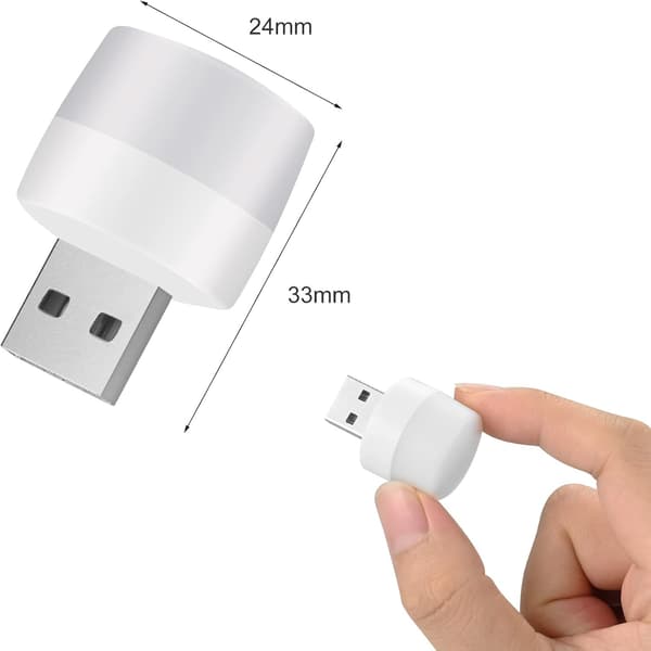 Pakke med 20 (hvitt lys) Mini bærbare USB nattlys, mobil