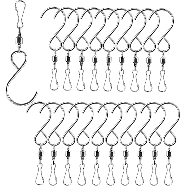 20 st Vindspel S-krokar Rostfritt Stål Vindspel Swivel Krokar Vindspel Swivel S-krokar För Vindspel Vindspel Swivel Krokar Klämmor Klockor