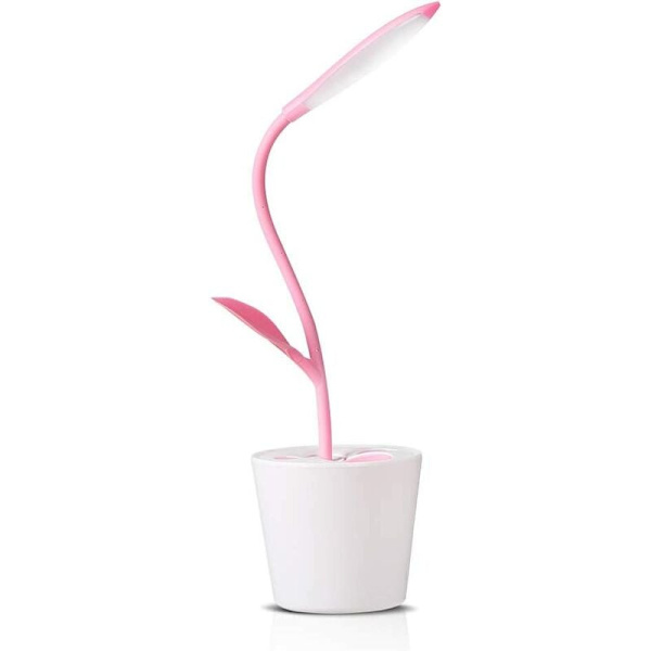 Rosa 10*10*41CM kreativ förvarings pennhållare student skrivbordslampa touch laddning skrivbordslampa, lämplig för sovsal