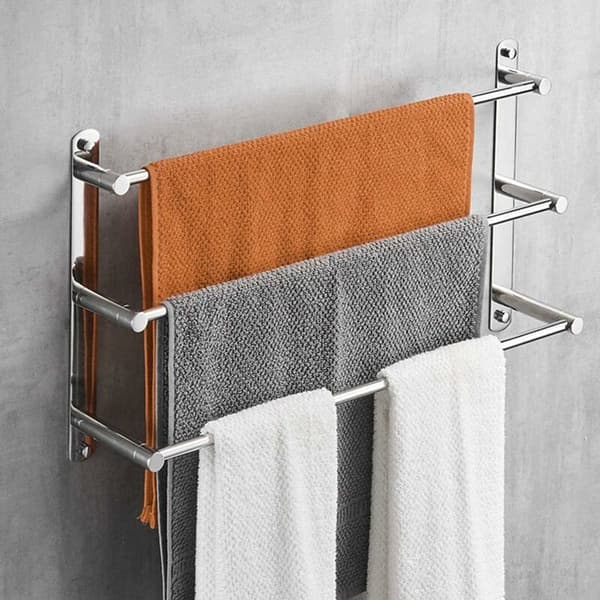 40CM skinnende perforert rustfritt stål trelags badehåndklespeil holdbart