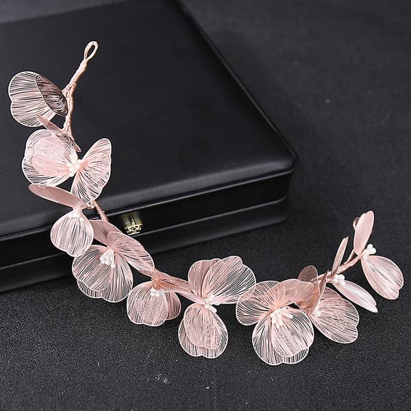 Blomsterhodebånd med gullbelagt elegant stil Hårtilbehør for jenter kvinner Silver