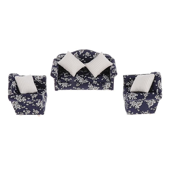 1/12 Dockhus Miniatyrer Dubbel Soffa Loveseat Vardagsrumsmöbler Accs