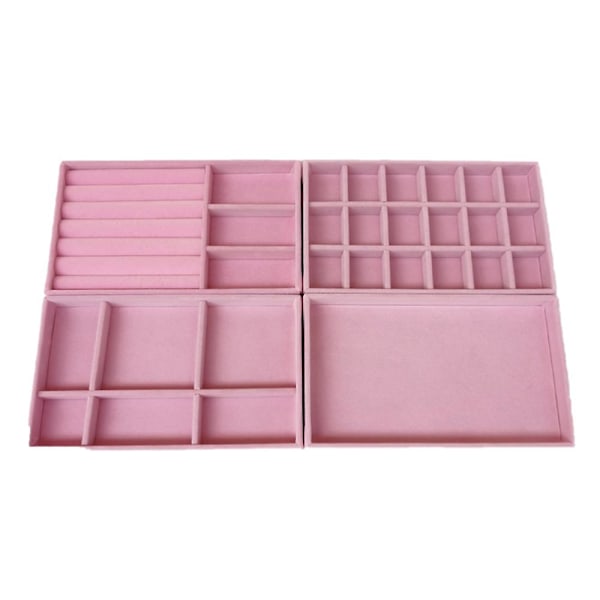 Neljän osan korurasia, samettivuorattu korualusta Pink