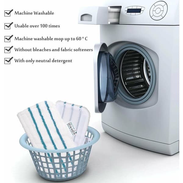 5-pack Mikrofiberduk för Ångmopp, Rektangulär, för Verktygsrum, Passar Black + Decker Ångmoppar