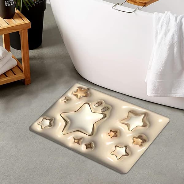 Skridsikker bademåtte (3D / Stjerner, 40x60cm) Absorberende, 3D brusebad og