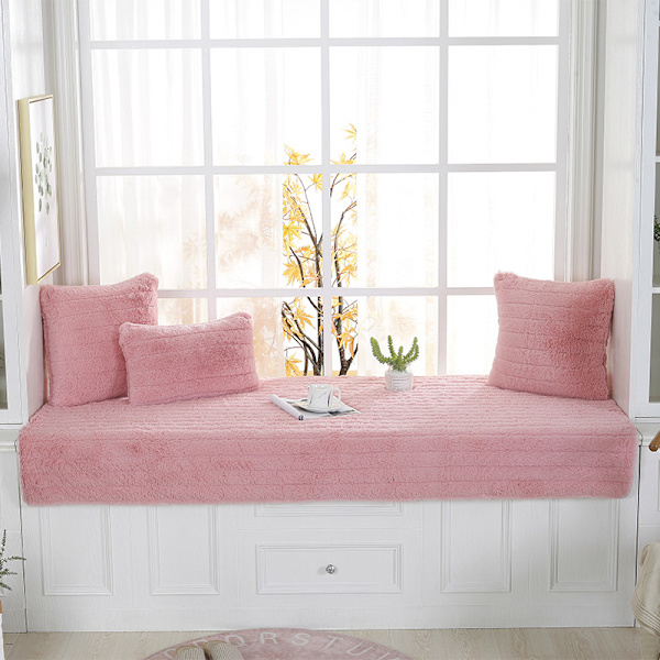Fönsterbräde Balkongkudde, Universal Fönsterkarmöverdrag för Alla Säsonger, Plyschkudde för Rummets Dekoration (Rosa, Kuddstorlek 30*50 (Inklusive Kärna))