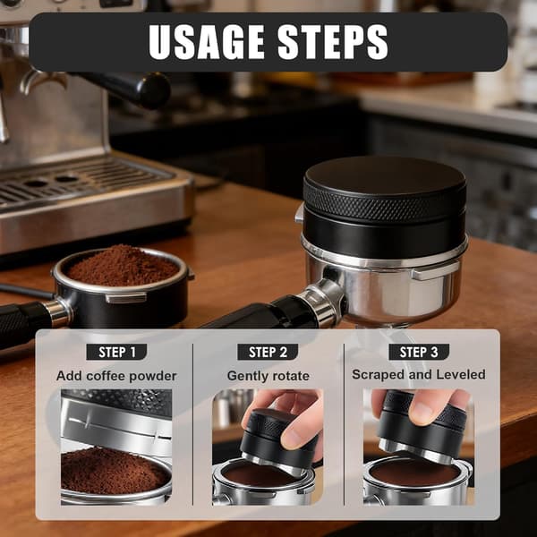 51 mm kaffetamper i rustfritt stål – espressotamper med flat base og sklisikkert håndtak, tilbehør til kaffemaskin