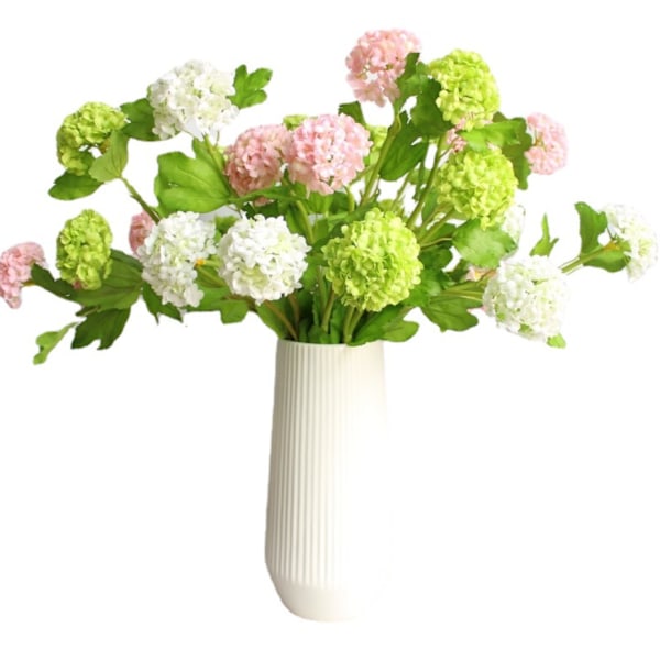 Konstgjord Snöboll Viburnum Grön Hortensia 2 Huvuden Naturlig Livsliknande Real Touch Konstgjord Latex Långskaftad Hortensia för Heminredning Utomhus Bröllop D