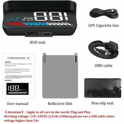 Bil Head Up Display: OBD2 HUD Display & GPS HUD Display, 3.5\" Head Up Display, Sikkerhedsalarmer