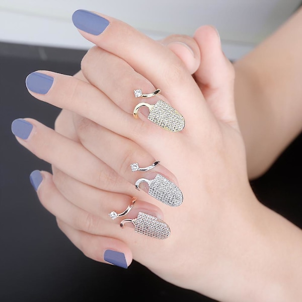 Negle Ring til Kvinder Guld Sølv Farve Ring Iced Out Aaa Micro Pave Justerbar Ring Hip Hop Smykker Gave