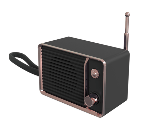 Retro trådløs Bluetooth-højttaler, sød bærbar minihøjttaler (sort)