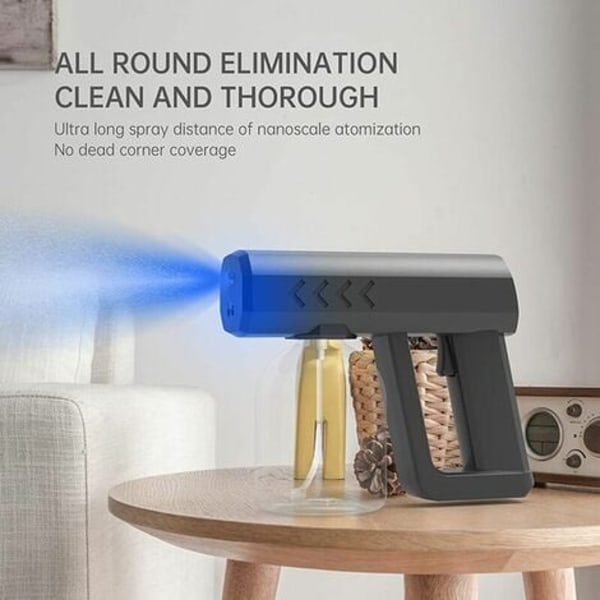 Blått ljus Nano bakteriedödande Trådlös laddning Desktop Bärbar Elektrisk ångbåtsspruta Svart 250ML