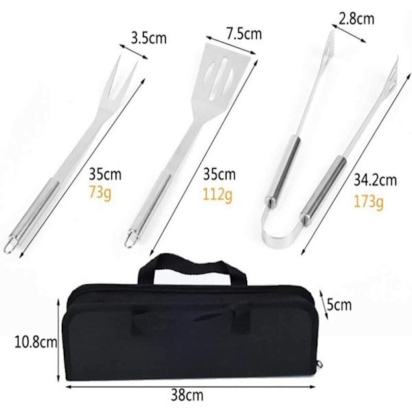 PCS Grillverktyg, Rostfritt Stål Grillverktyg Set Köksredskap Set Grillverktyg Kit Grilltillbehör med (3 PCS)