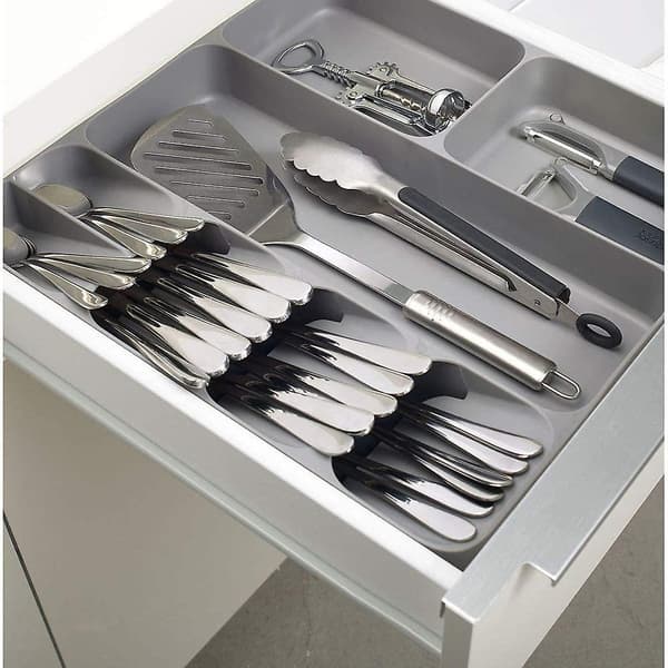 Kökslådearrangörbricka för bestick Silverware Gray U