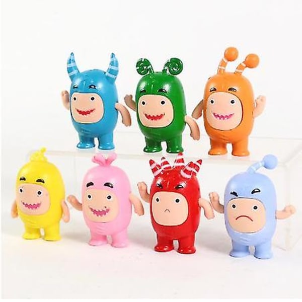 Oddbods Fuse Bubbles Slick Jeff Bubbles PVC-figurer Leksaker Söta Cartoon Anime Dockor 7 st/set