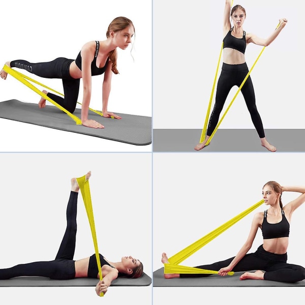 Modstandsbåndsæt, opgradere 2000 mm strækøvelser Fitnessbånd Ingen Lugt Elastikbånd Yoga Gym kropstræningsstropper Yellow