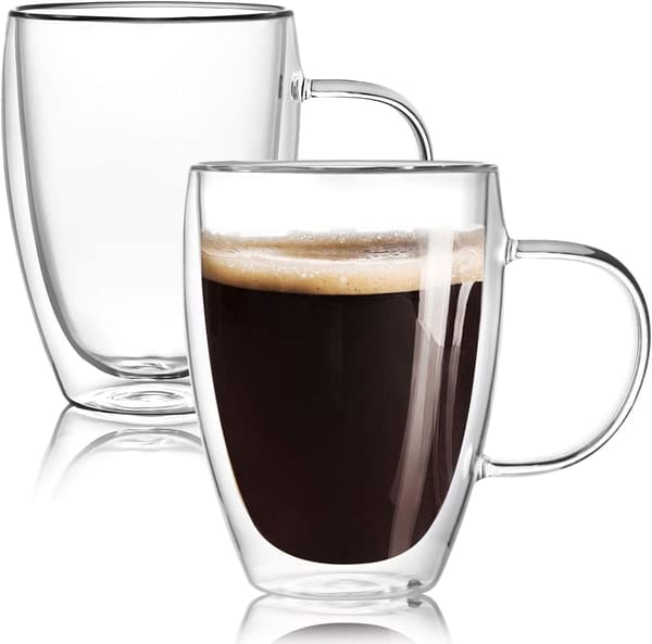12oz Dobbeltvægget Glas Kaffe Kops med Håndtag, Isoleret Kaffe Kop, Klar Borosilikat Glas, Perfekt til Cappuccino, Te