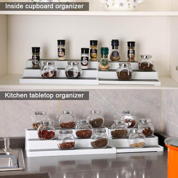 1 stk. utvidbart krydderstativ, 3-lags krydderhylle, sklisikker
