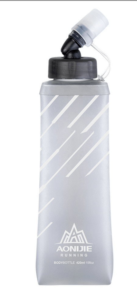 Vattenflaska i Plast Vattenflaska Två Vikbara Löpvattenflaskor Med Dammskydd (Silvergrå) 420ML