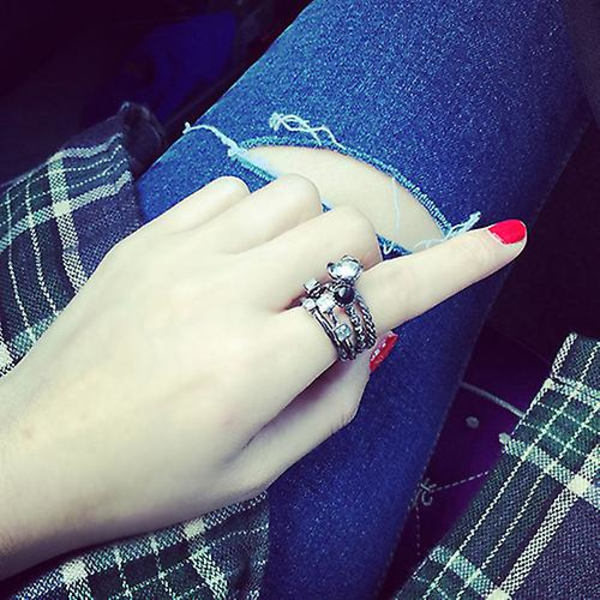 4 stk. Kvinders Retro Punk Rhinestone Ringe Sæt Midt Finger Stack Ring Mode Smykker