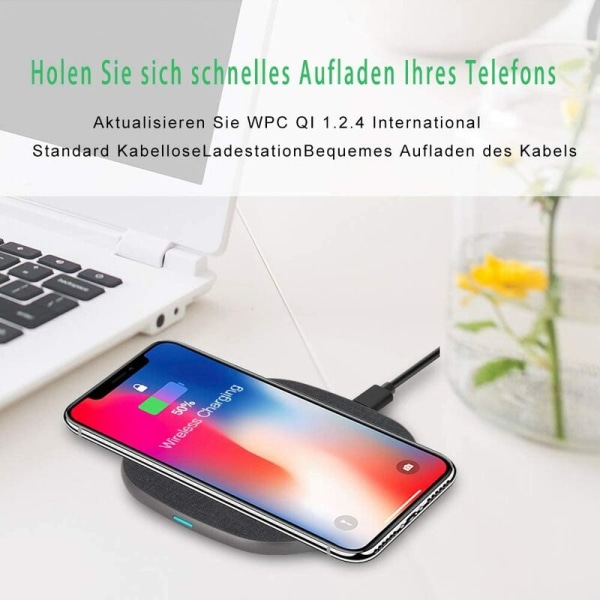 Klassisk Läder Trådlös Laddare - Hög Hastighet [Qi Certifierad] 15W Handgjord Läder Laddare - Kompatibel med iPhone 12