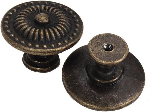 4 stk. Vintage skuffeskap håndtaksknott (bronse)