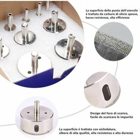 15 stk Glass Drill Bit Set ?6-50mm HSS Diamond Drill Bits Karbonstål Våt Kutte Diamant Cutter For Tile