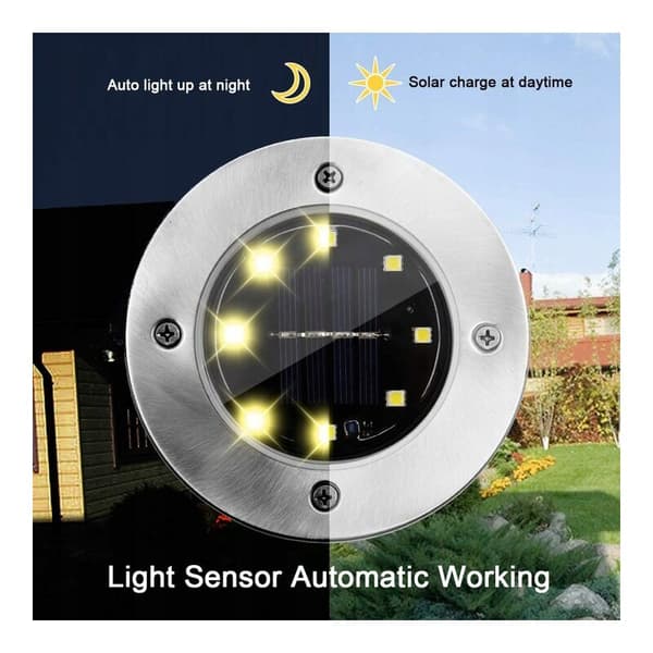 8 LED underjordisk lys, varmt lys, rustfrit stål materiale, 8 LED underjordisk lys, LED underjordisk lys, egnet til