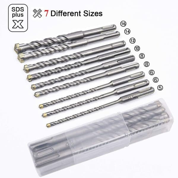 PCS (5mm~16mm) SDS-Plus Elektrisk Slagbor Bits Kryssbor Bits for Betong, Mur, Stein, Natur.