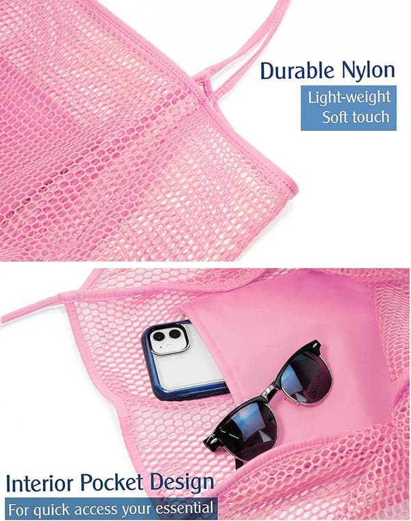 Mesh Beach Tote Damväskor Axel Handväska A916-624 Pink