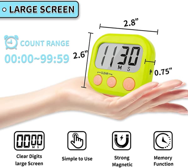 Lærerens Klasserom Timer - Stor Magnetisk Digital Timer - Sett med 2