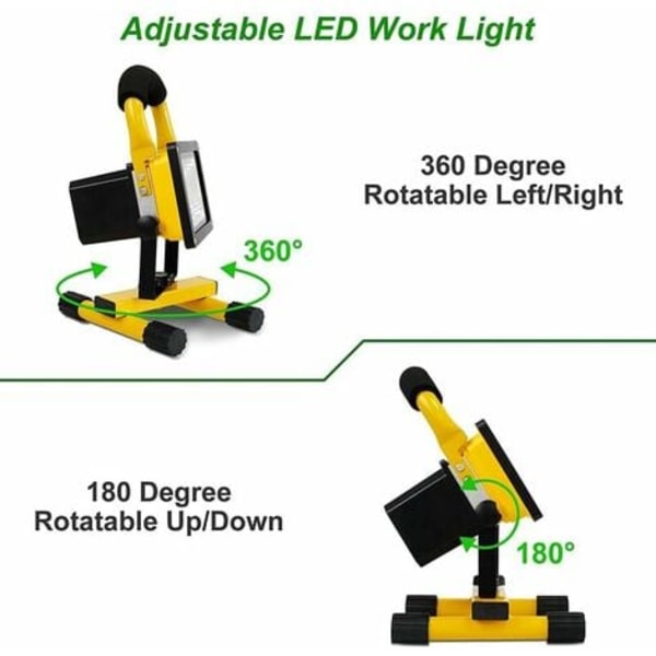 Genopladelig LED-projektør 30W 2500LM Byggeplads Projektør 6000mAh Trådløs LED-lys Udendørs LED-projektør Ba