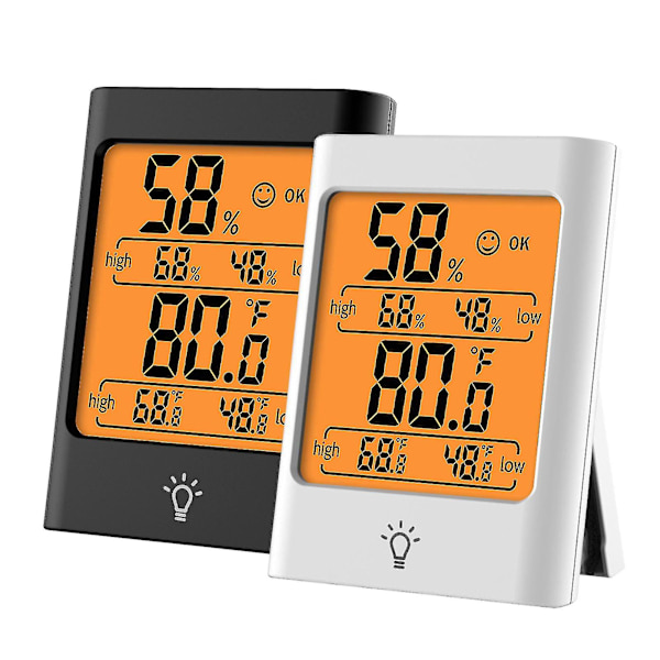Digital Hygrometer Inomhus Termometer Temperatur Fuktighetsmätare Mini Väderstation Rums Termometer Med Touch Bakgrundsbelysning