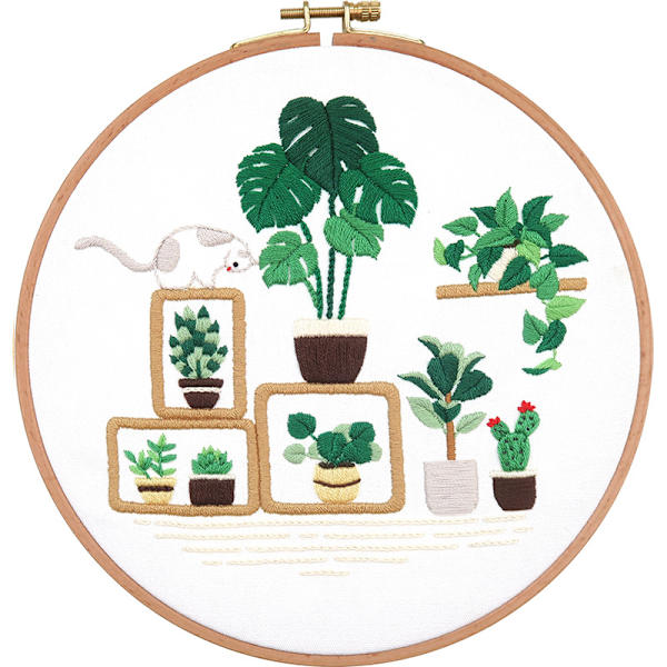 Handbroderad DIY-materialpåse Vitalitet + Överlagrad smaragd + 8-tums imitation bambu broderistretch + broderad bas Vitality + superimposed green Imitation bamboo
