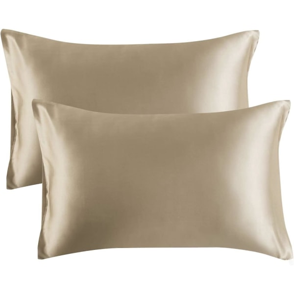 Satin Putesett For Hår Og Hud, Sett Med 2, Putesett - Satin Putetrekk Med Konvoluttlukking, Mørk Grå 20 x 29 Taupe