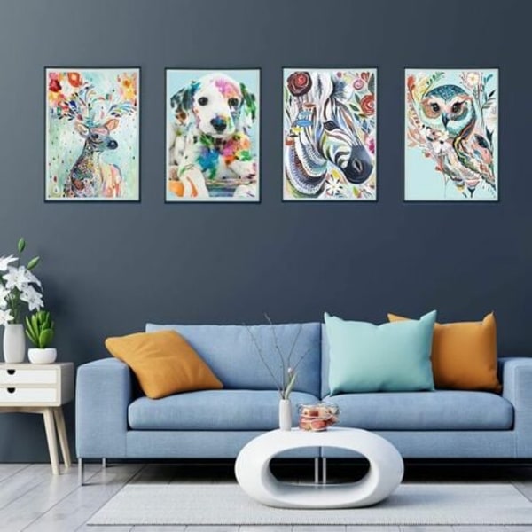 Timanttimaalauspakkaukset, 4 kpl Timanttimaalausta Lapsille ja Aikuisten, Timanttiembroidery Eläimet Täysi Pakkaus, 5D Timanttimaalaus