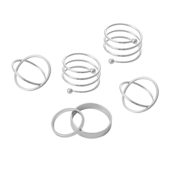 6-pack Knuckle Ringar Twinning/Cross Stackbara Vintage Kvinnors Ringar Smycken För Fest