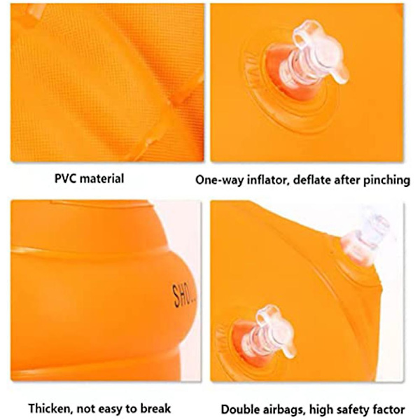 Armbands Uppblåsbara Simningsarmbandsringar Flytarmhylsor Rulla Upp Armflytare För Barn Och Vuxna Orange
