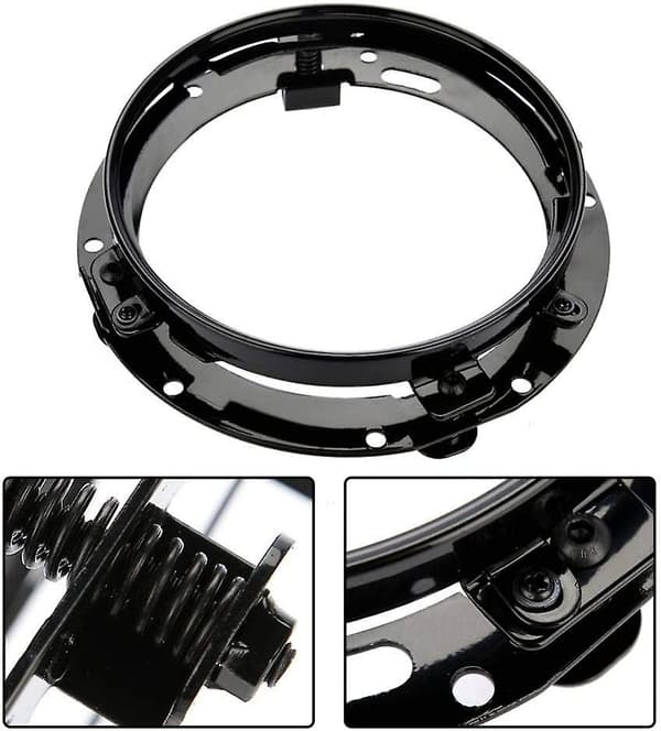 7\" Rundt Forlygte Monteringsbeslag Ring Aluminiumlegering Sort Sølv (sort)
