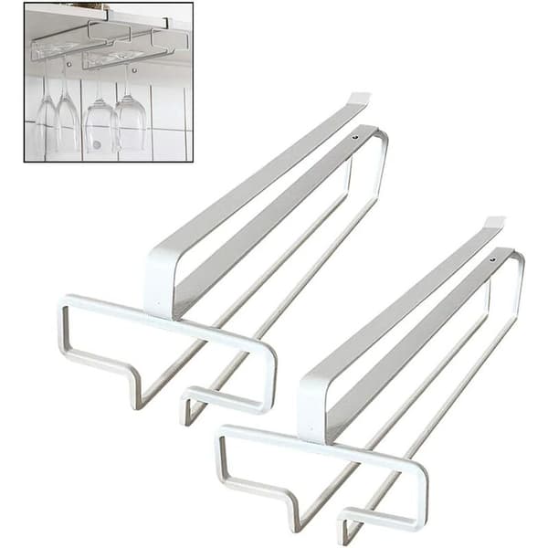 Hengende vinglassholder for opptil 4 glass (2 stk, hvit)