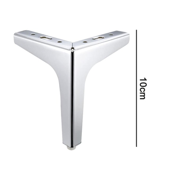 Metal Møbelfødder, 4 stk Metal Diamant Trekant Bordben Skabfødder DIY Udskiftning til Skab Sofa Couch Hylde 10cm Silver