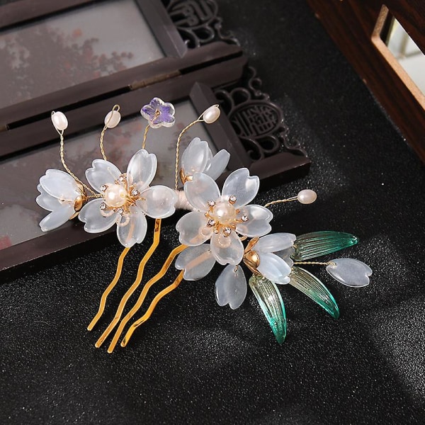 Pearl Side Comb Flower Hair Ornament Ancient Style Hair Piece Hair Accessories For Women And Girls