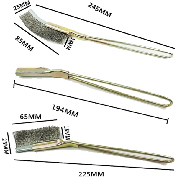 Minitrådborstar, 8st ståltrådsborstar set Raka böjda handtag Rengöringstillbehör för svetsning Rostrengöring