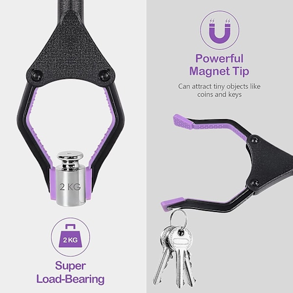 Teleskopiske Tang, 81 cm Lange Genstande Optagningstang Med Magnet, Foldbar Optagningstang Uden Bøjning, Gribetang Til Ældre (lilla)