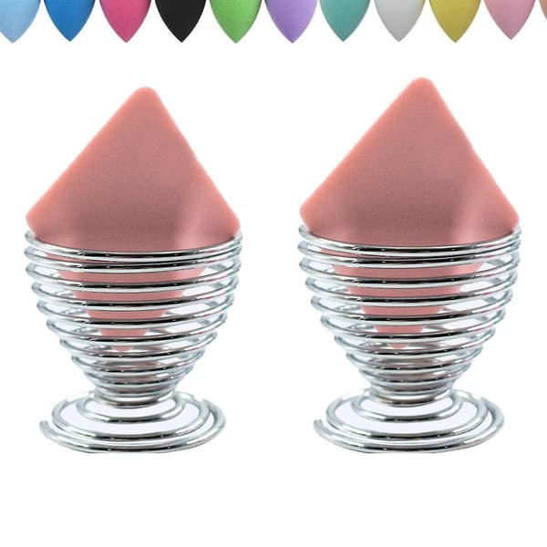 2 Pak Skønhedssvamp Blender Holder, Makeup Sponge Tørrestativ Opbevaring Æg Pudder Puff Display Stativ 2pc silver