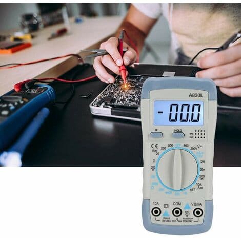 Digital Multimeter AC DC Spänning Ström Detektor Multifunktionell Handhållen Multimeter med Digital LCD-Skärm (Grå Vit)