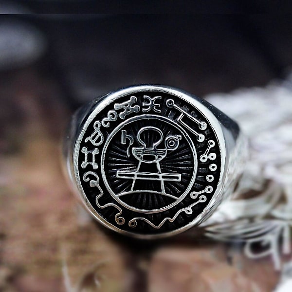 Hemlig Salomos Sigillring Kung Salomos Sigill Rostfritt Stål Ringar Magisk Amulett Smycken