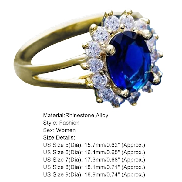 Bröllopsring Fint utförande Smycken Present Kvinnor Elegant Rhinestone Finger Ring For Prom Purple Size 9