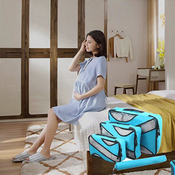 Hjemme Nylon Vandafvisende Opbevaringspose Sæt Tre-delt Nylon Rejse Opbevaringspose sky blue