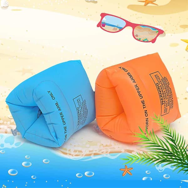 Uppblåsbara armfloaties för pool - perfekt för att lära sig simma för barn och vuxna Blue